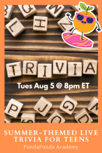 Online live summer-themed trivia for teens